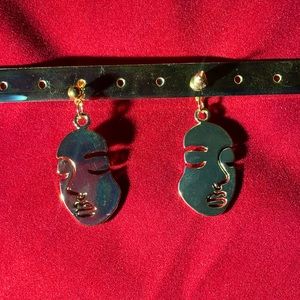 Gold Woman’s Face Earrings